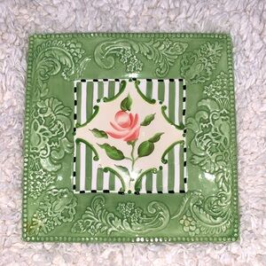 Vintage Rose Hand Painted Silvestri Platter Plate by Kelly Paulk
